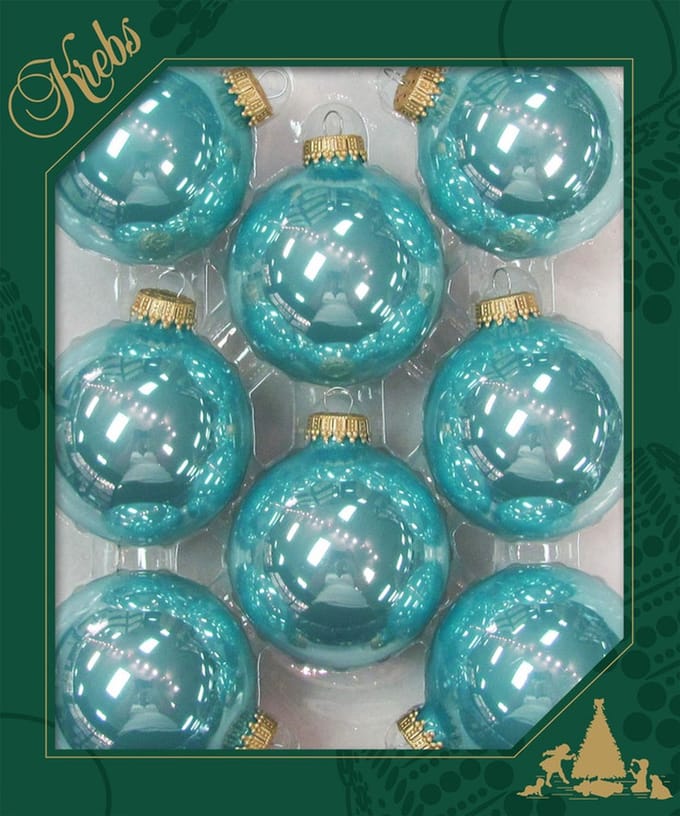 Krebs Kerstballen - 8x stuks - glas - blauw - 7 cm - Kerstversiering/kerstdecoratie