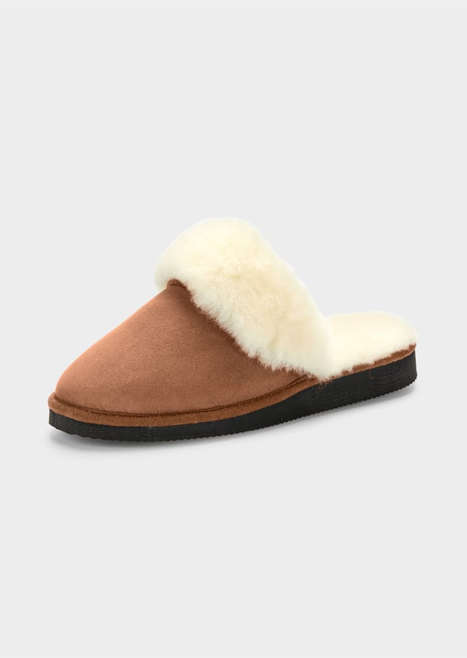 Pantoffels van lamsvacht - bruin - Gr. 37 van Goldner Fashion