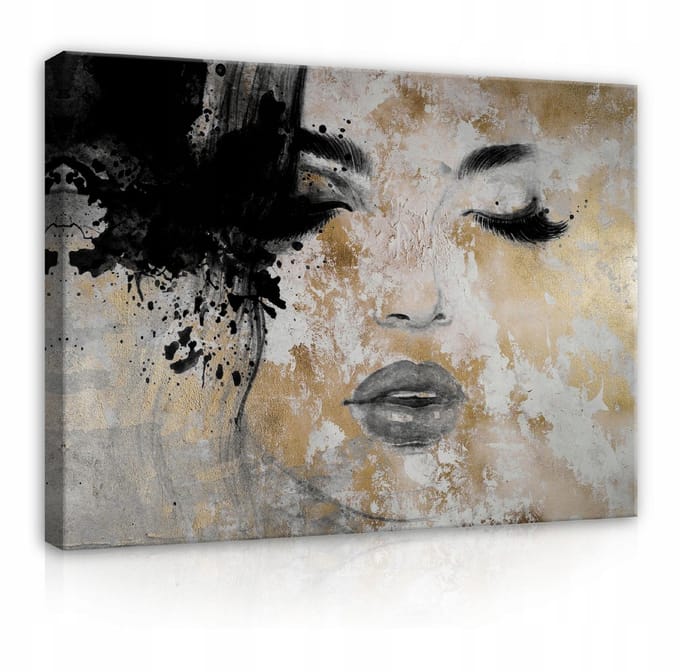 WALLARENA - Canvas schilderij - 100x70 cm - abstracte afbeelding van een vrouwengezicht