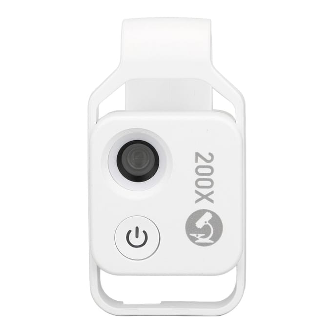 Microscope de poche mini pour téléphone 200X, design à clip, microscope pour téléphone avec lumière LED et CPL pour jadéite et métal blanc