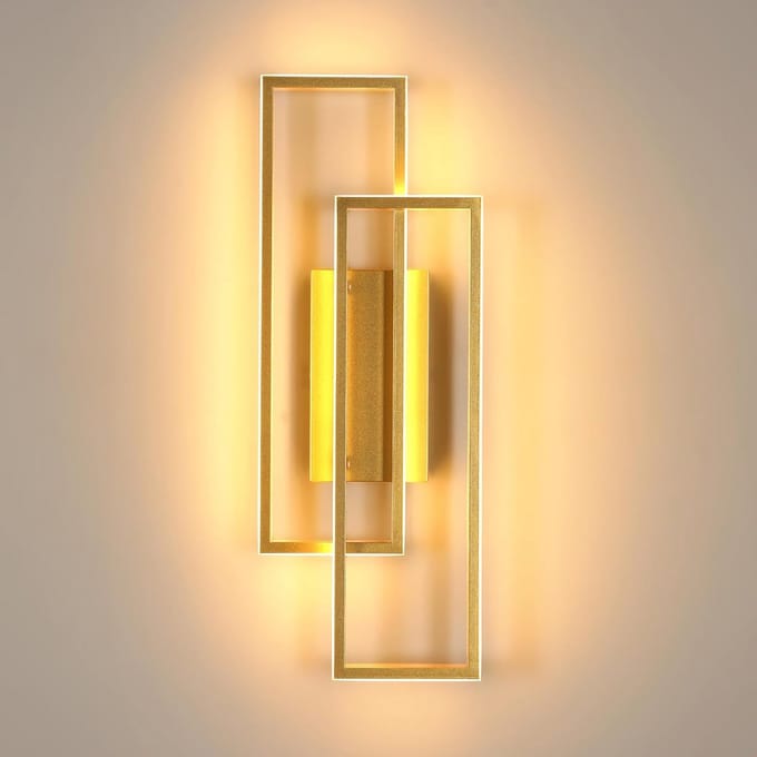 Moderne Rechthoekige LED Wandlamp 32W Warm Wit Gouden Afwerking