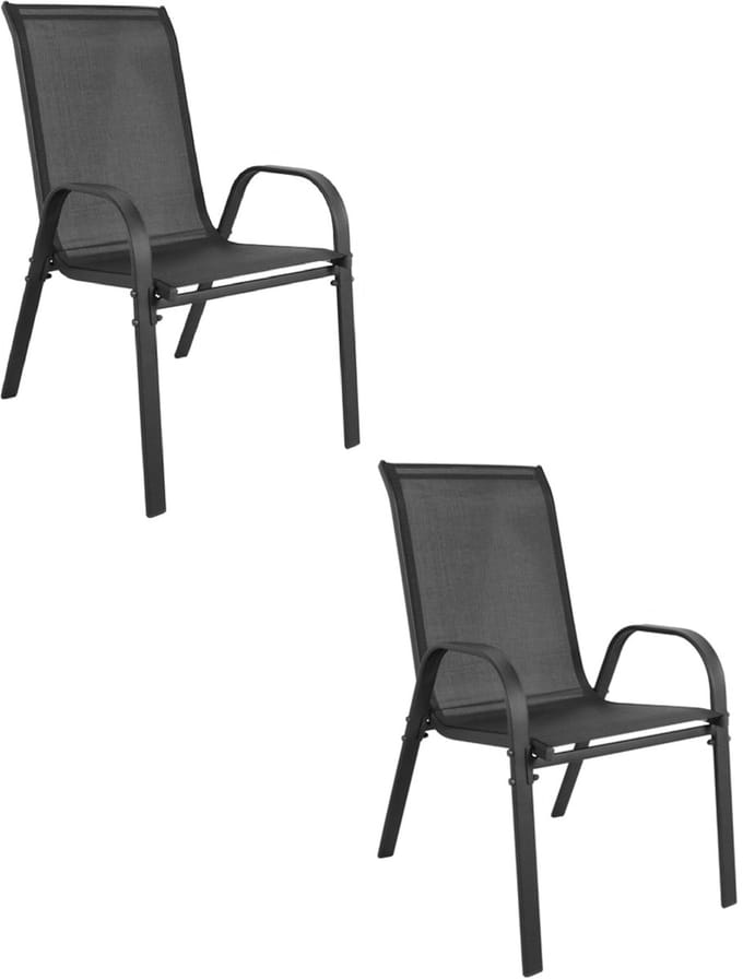Set van 2 tuinstoelen SOFIA – Donkergrijs – Stapelbaar – Weerbestendig
