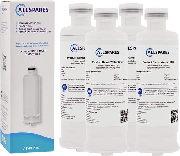 AllSpares Waterfilter voor koelkasten (4x) geschikt voor Samsung DA97-17376B