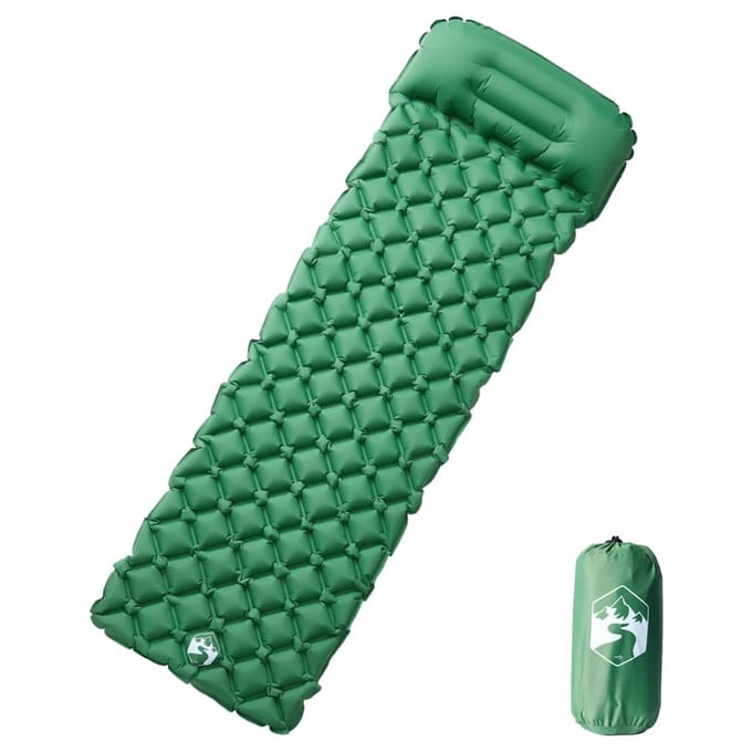 vidaXL - Kampeermatras - met - kussen - opblaasbaar - 1-persoons - groen