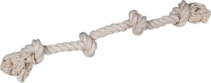 Hondenspeelgoed Cotton Bone Jack met 4 Knopen - Wit - 60 cm