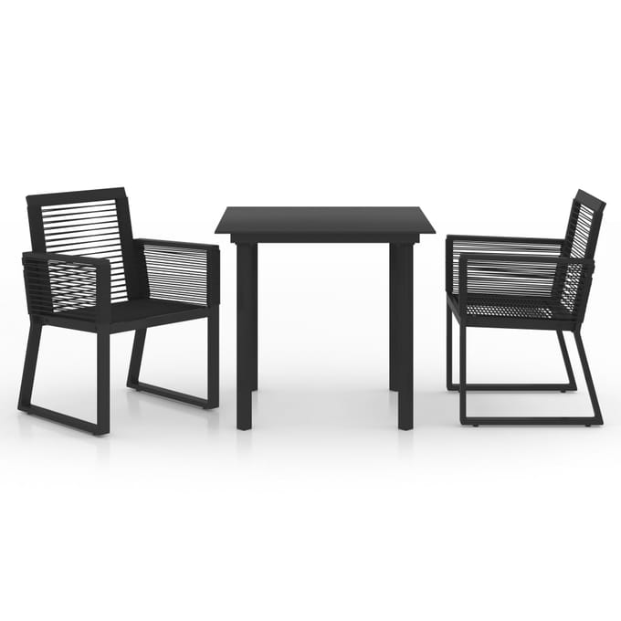 vidaXL - 3-delige - Tuinset - PVC-rattan - zwart