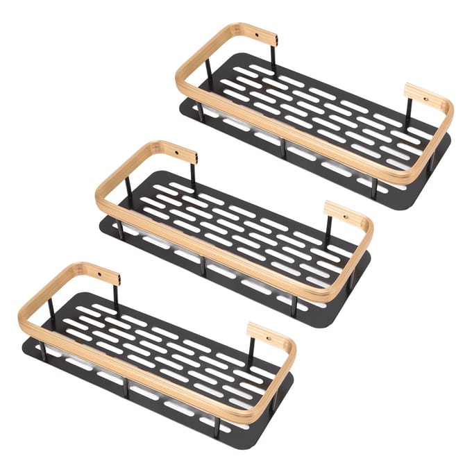 Étagère de Rangement de Douche 3 Étages Rectangle Sans Perçage Aluminium Panier Étagère de Douche pour Maison Salle de Bain
