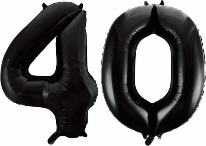 Folieballon 40 jaar zwart 86cm
