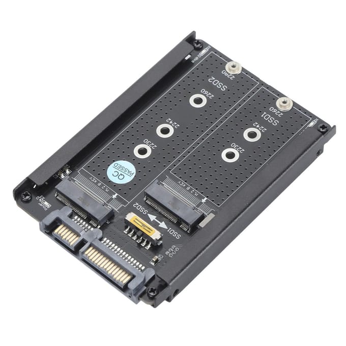 Boîtier pour disque dur SSD M.2 double NGFF BM Key, interface SATA III 6 Gbit/s, SATA 2,5 pouces gray