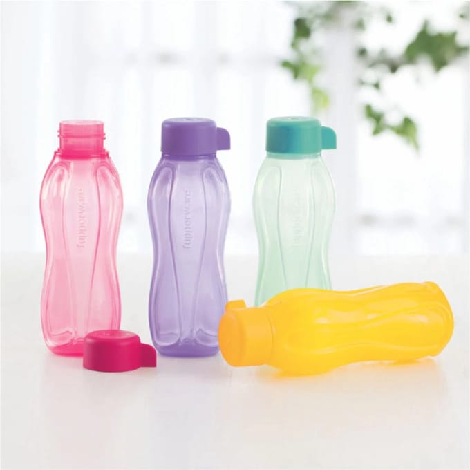 4 Tupperware flesjes 310 ml - set van 4 drinkflesjes met draaidop
