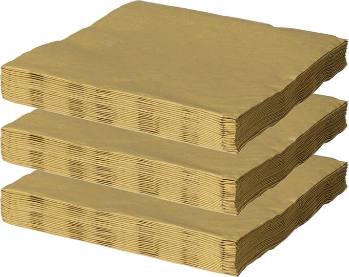 Maki uni servetten - 60x st - 33 x 33 cm - goud - lunch/diner servetten
