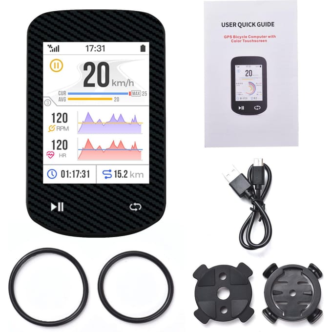 GPS Fietscomputer Draadloos Waterdicht GLONASS ANT+ Sensor en BT Compatibel Offline Kaarten Gyroscoop 24 Uur Batterijduur A