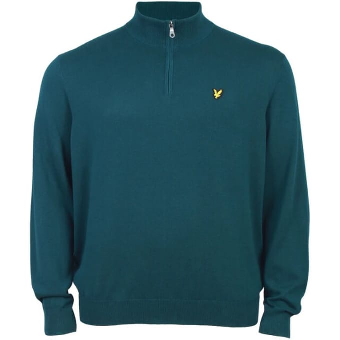 Lyle and Scott Cotton quater zip jumper petrol