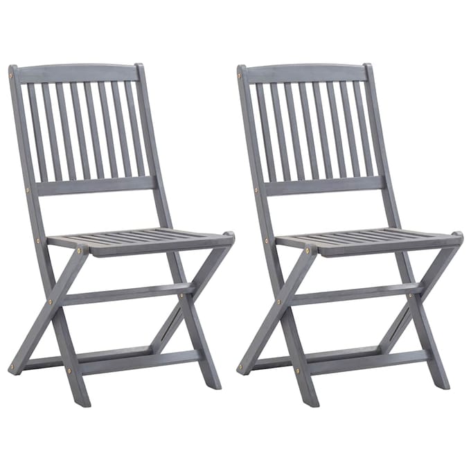vidaXL - Set - van - 2 - klapstoelen - met - kussens, - gemaakt - van - massief - acaciahout.