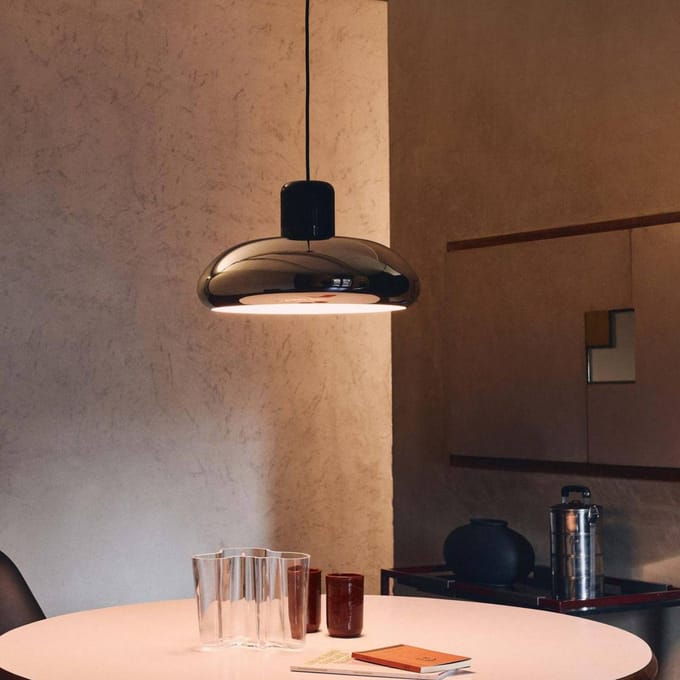 Stilnovo LED hanglamp Trepiù, chroom/zwart, Ø 40 cm