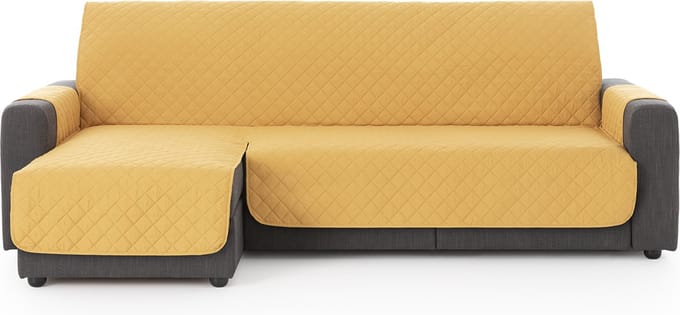 Duo quilt Chaise Longue links - Bankbeschermer - 280cm breed - Mosterdgeel - OekoTex keurmerk
