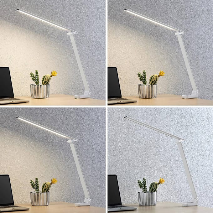 Prios LED tafellamp Tamarin, hoogte 40 cm, wit, dimbaar