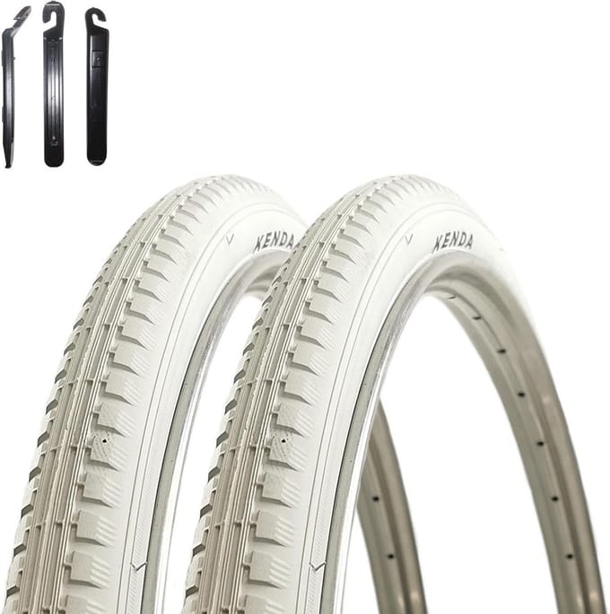2x Fietsband Wit 40-635 (28 x 1 1/2) Inclusief Bandenlichters