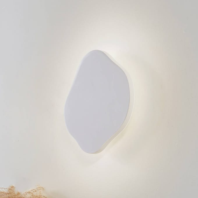 Lindby LED wandlamp Nielson, wit, gips, 30 x 30 cm