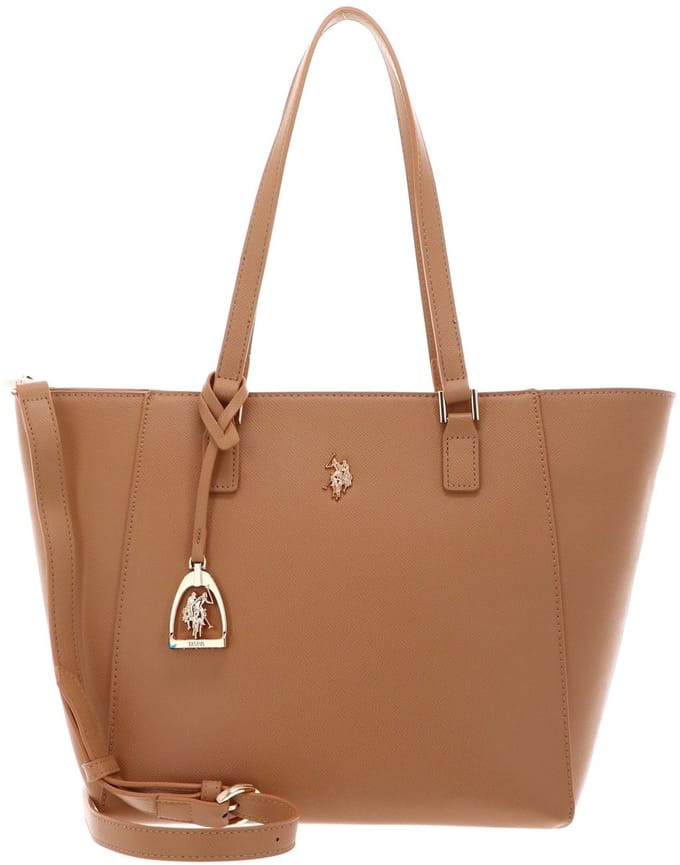 U.S. POLO ASSN. schoudertas Jones Shopping Bag Camel Lichtbruin