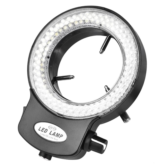 Caméra de microscope 144 LED Source lumineuse Luminosité réglable Lampe annulaire US plug blanc