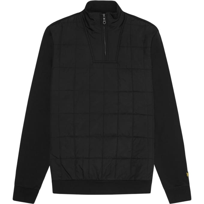 Lyle & Scott hybride gewatteerd zwart sweatshirt met halve rits