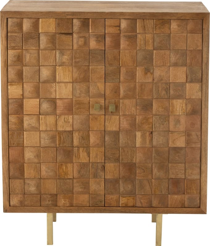 J-Line kast Nino - metaal/mangohout - naturel/goud