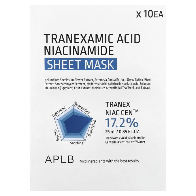 APLB Ensemble Masque en Tissu Acide Tranexamique Niacinamide: 10PCS #25ml 20PCS