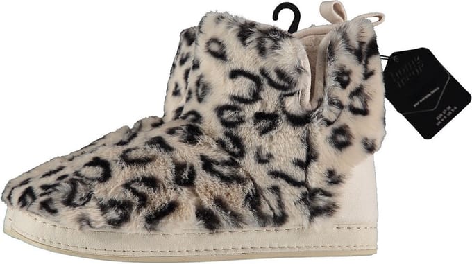 Apollo Dames hoge pantoffels/sloffen luipaard print - beige - maat 41-42