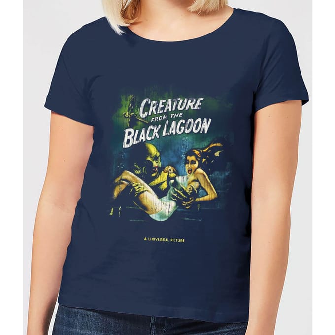 Universal Monsters Creature From The Black Lagoon Vintage Poster Dames T-shirt - Navy - M