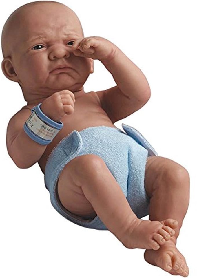 Baby Pop - Echte Baby - Spelen en Leren - Anatomisch Correct - 36 cm - Wit/Grijs