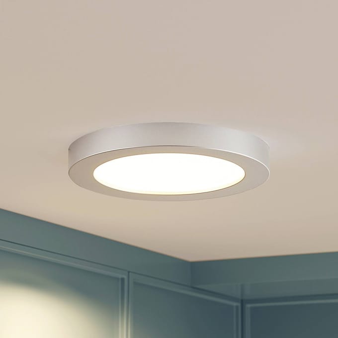 Prios LED plafondlamp Edwina, zilver, 23 cm, CCT, IP44