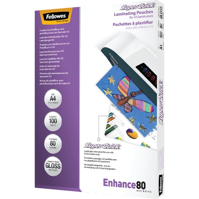 Fellowes lamineerhoezen Enhance A4 - glanzend - 80 micron - 100 stuks
