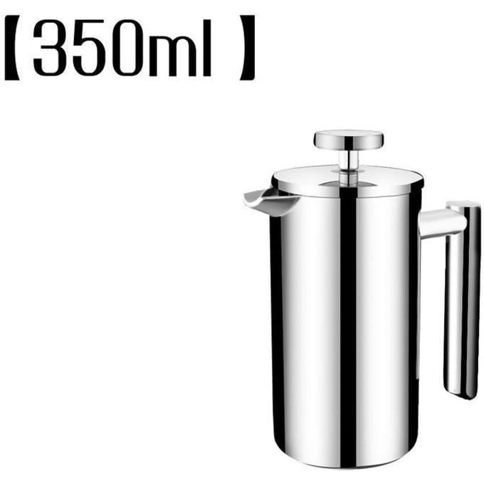 1000 ml roestvrijstalen 304 dubbellaagse French Presse-koffiepot met grotere capaciteit, handmatige cafémaker 350ML black