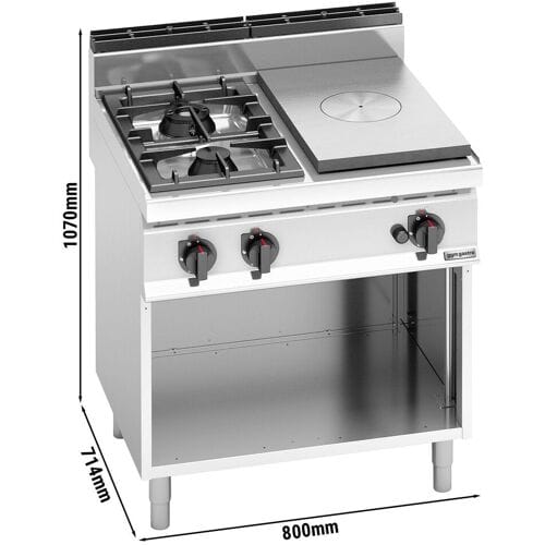 GGM Gastro Glühplatte & Gasherd - 17,5 kW - 2 Brenner Zilver