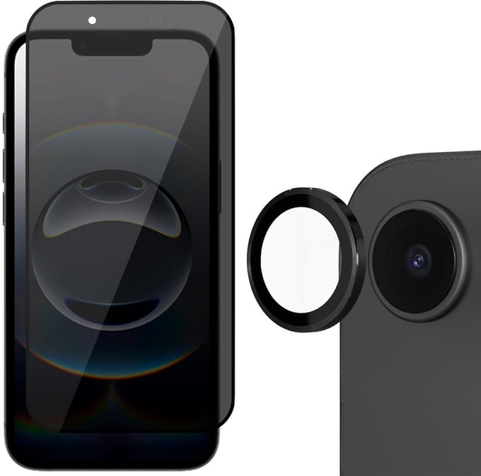 Privacy Screenprotector & Camera Protector geschikt voor iPhone 16e - Volledig Dekkend Glas