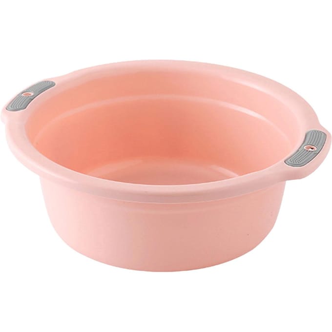 Kunststof wasbak, multifunctioneel, licht gezicht, baby, volwassen voetwasbak, bad met dubbele handgrepen voor Large?Peach Pink brown