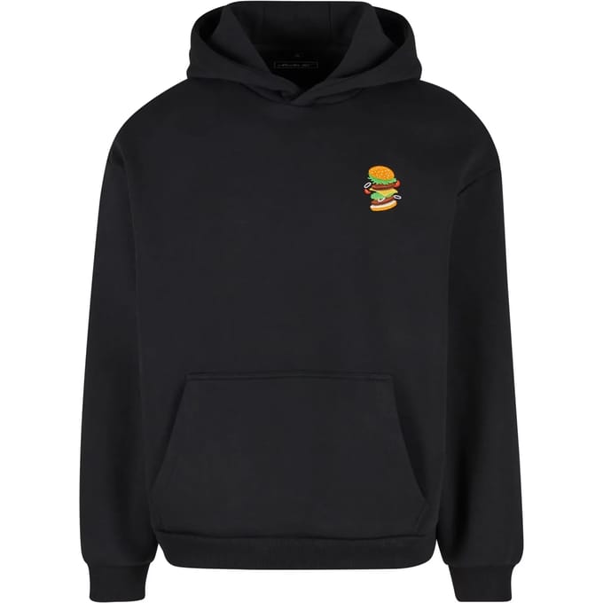 Mister Tee - Burger EMB Fluffy Hoodie/trui - S - Zwart