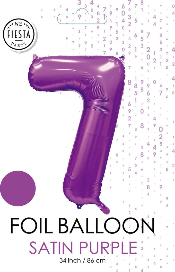 folieballon cijfer 7 mat paars metallic