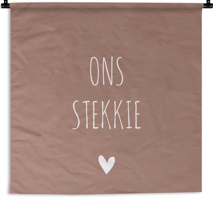 Wandkleed - Quote - Thuis - Hart - 120x120 cm - Wandtapijt