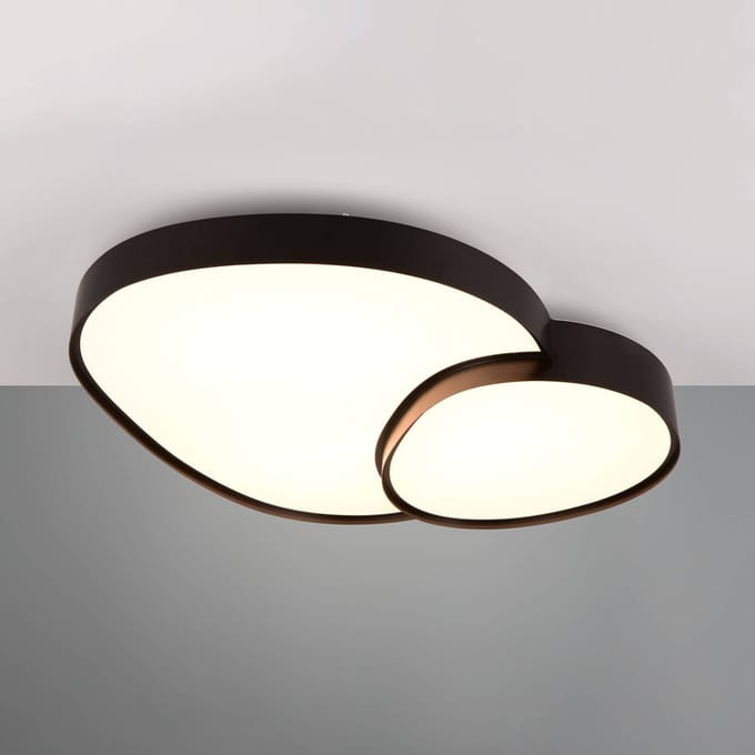 TRIO RISE - Plafondlamp - Zwart mat - incl. 1x SMD 45W - Geintergreerde dimmer - Memory functie - Lichtkleur instelbaar