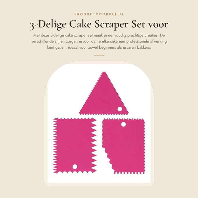 Dailygoods- Taartschaaf Set 3 Stuks - Stripes Edge Scraper - Cake Smoother - Plastic Gereedschap - Voor Het Decoreren Van Taarten - Professionele Afwerking