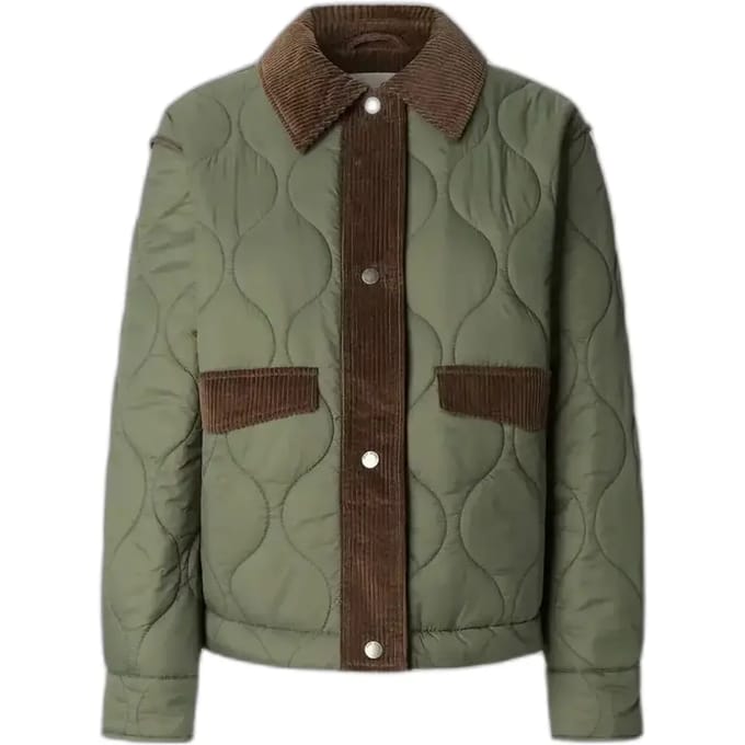 Regular fit gewatteerd jack met corduroy, model 'PAOLA'