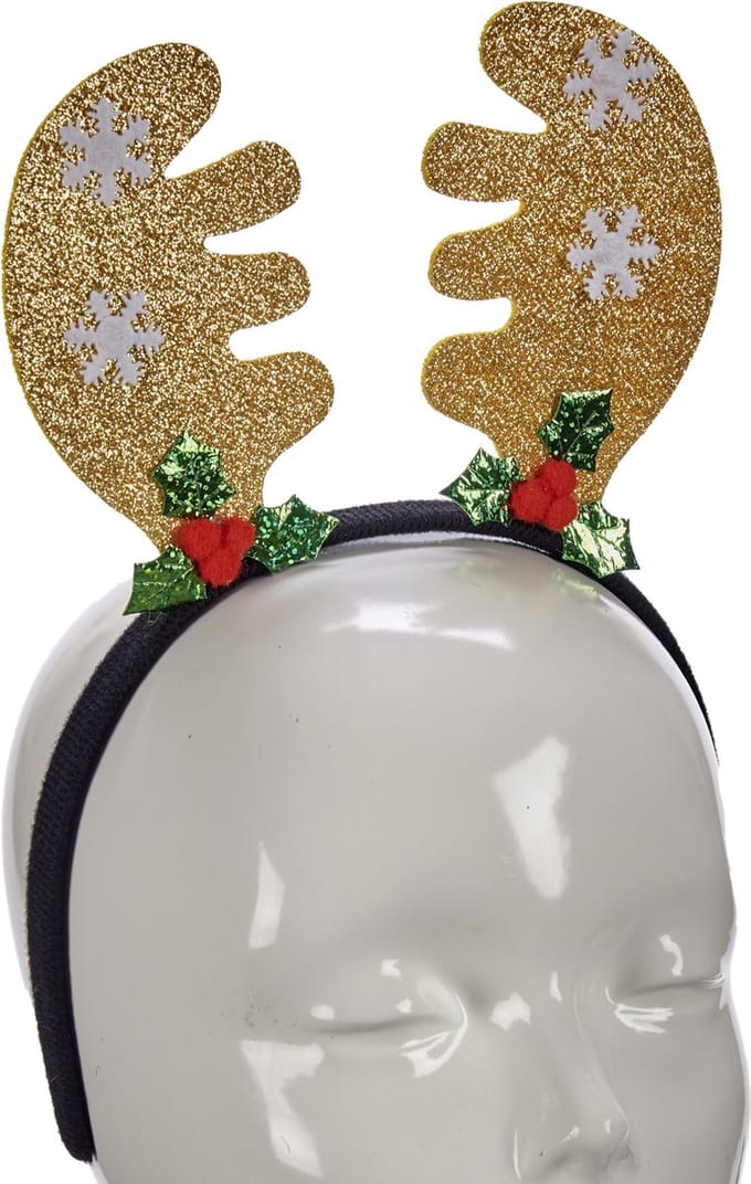 Krist+ kerst diadeem/haarband - rendier gewei - 22 cm - kerstaccessoires
