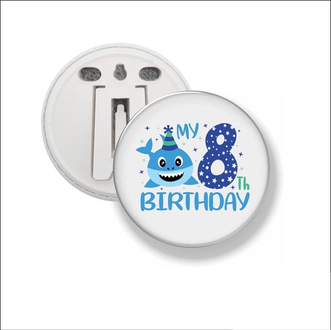 Button Met Clip 58 MM - My 8th Birthday