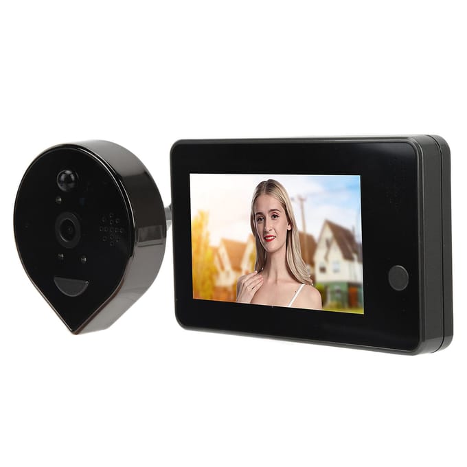 Viseur de porte sans fil avec judas Caméra sonnette vidéo 1080P LCD 4,3 pouces Détection de mouvement Vision nocturne 2