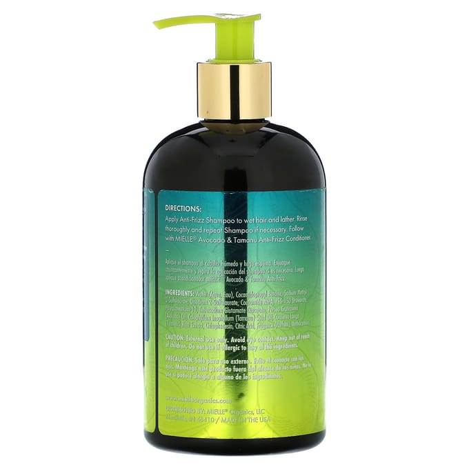 Mielle, Anti-Frizz Shampoo, Avocado & Tamanu, 12 fl oz (355 ml) black