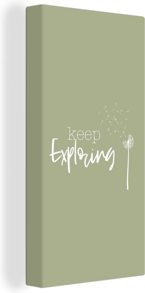 Canvas Schilderij Spreuken - Quotes - Keep exploring - Bloemen - 40x80 cm - Wanddecoratie