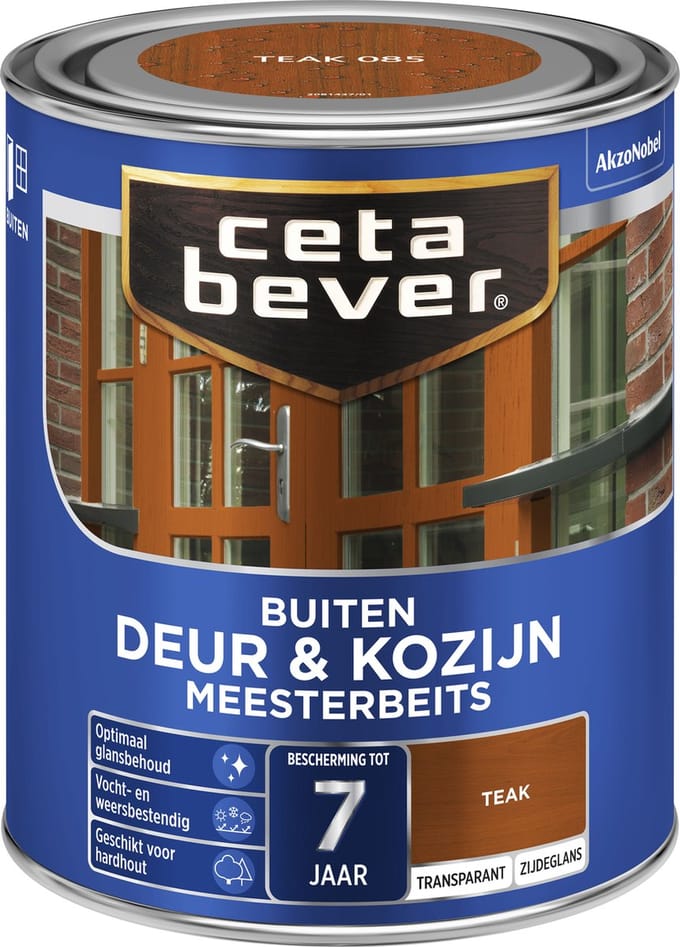 Cetabever - Meesterbeits Deur & Kozijn Transparant Zijdeglans - Teak - 750 Ml