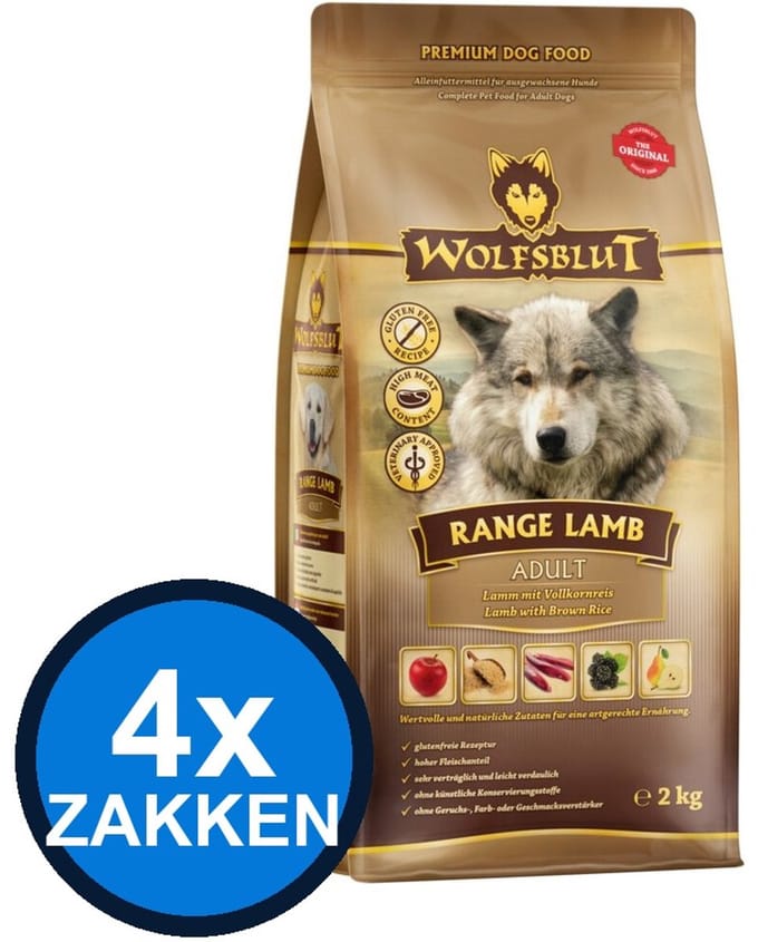 4x Wolfsblut - Adult Range Lamb - Hondenvoer Droogvoer - 2 kg
